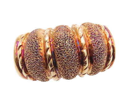 925 Sterling Silver Vintage Ring Gold Plated Domed Grooved Design  Sz 9  RG32817