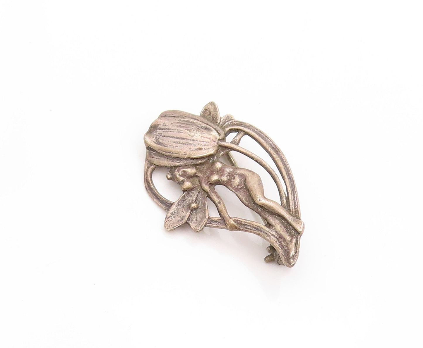 925 Sterling Silver Vintage Brooch Dark Tone Cutout Tinkerbell  BP11517