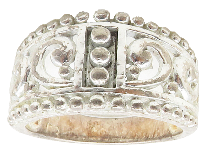 925 Sterling Silver  Shiny Open Swirl Bubble Trim Band Ring Sz 7  RG16445