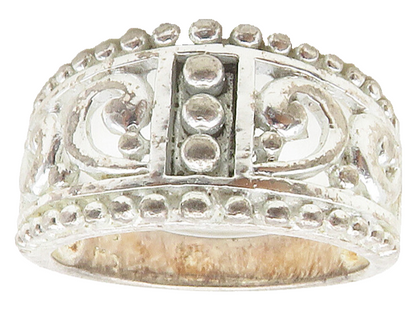 925 Sterling Silver  Shiny Open Swirl Bubble Trim Band Ring Sz 7  RG16445