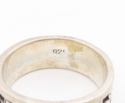 925 Sterling Silver Vintage Ring Carved Teddy Bear Eternity Band  Sz 8  RG34516