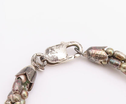 925 Sterling Silver Vintage Necklace Solid Twisted Beaded Chains  NE4328