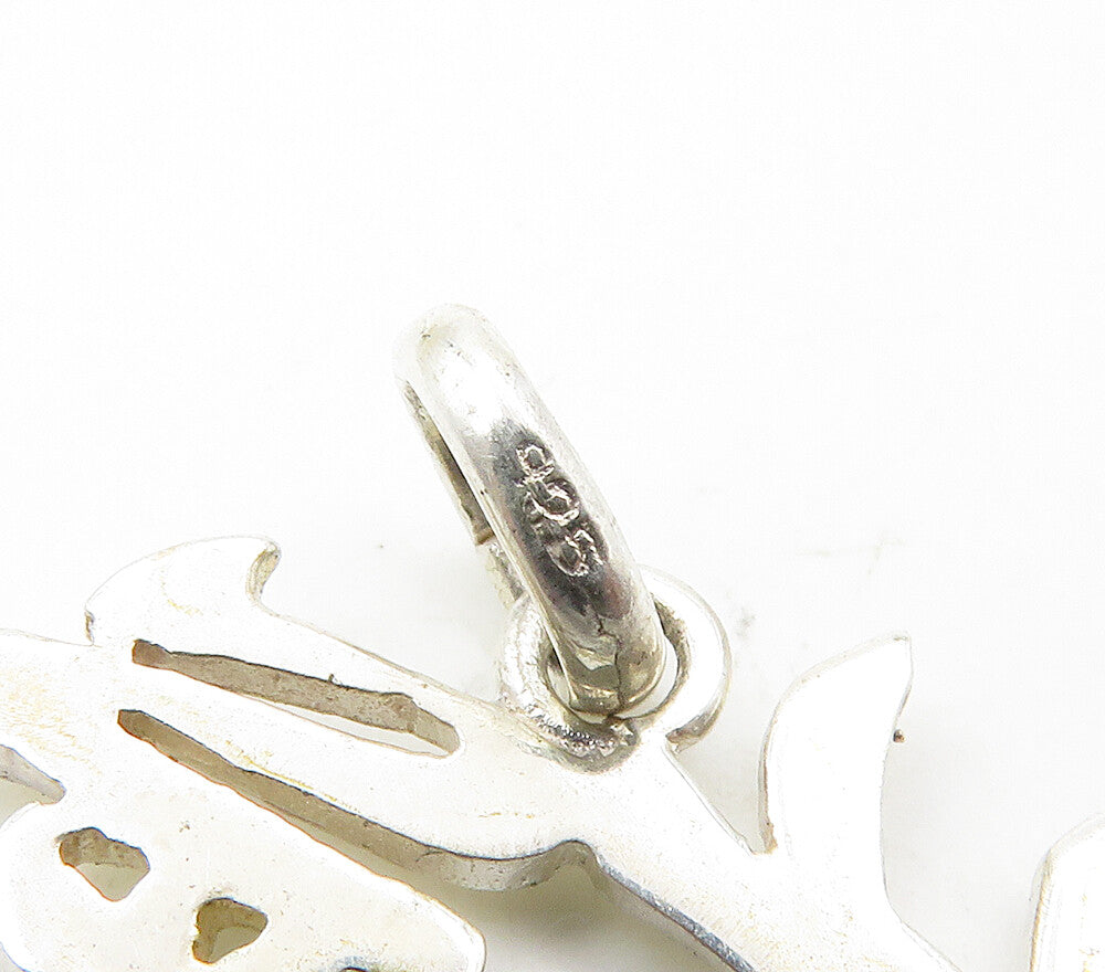 925 Sterling Silver  Shiny Polished Chinese Characters Drop Pendant  PT12406
