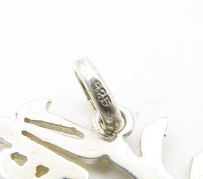 925 Sterling Silver  Shiny Polished Chinese Characters Drop Pendant  PT12406