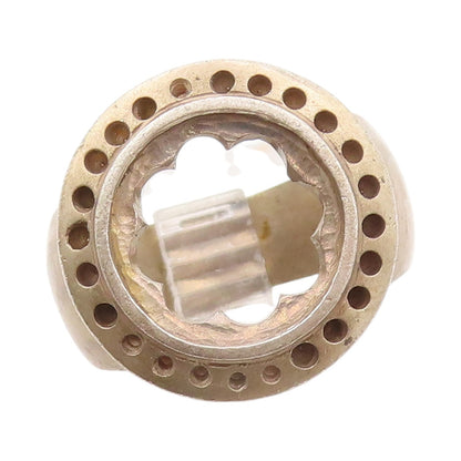 925 Sterling Silver Vintage Ring Dark Tone Floral Stencil Cutout  Sz 6.5 RG31851