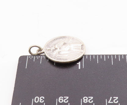 925 Sterling Silver Vintage Pendant Religious St. Christopher Coin  PT24678
