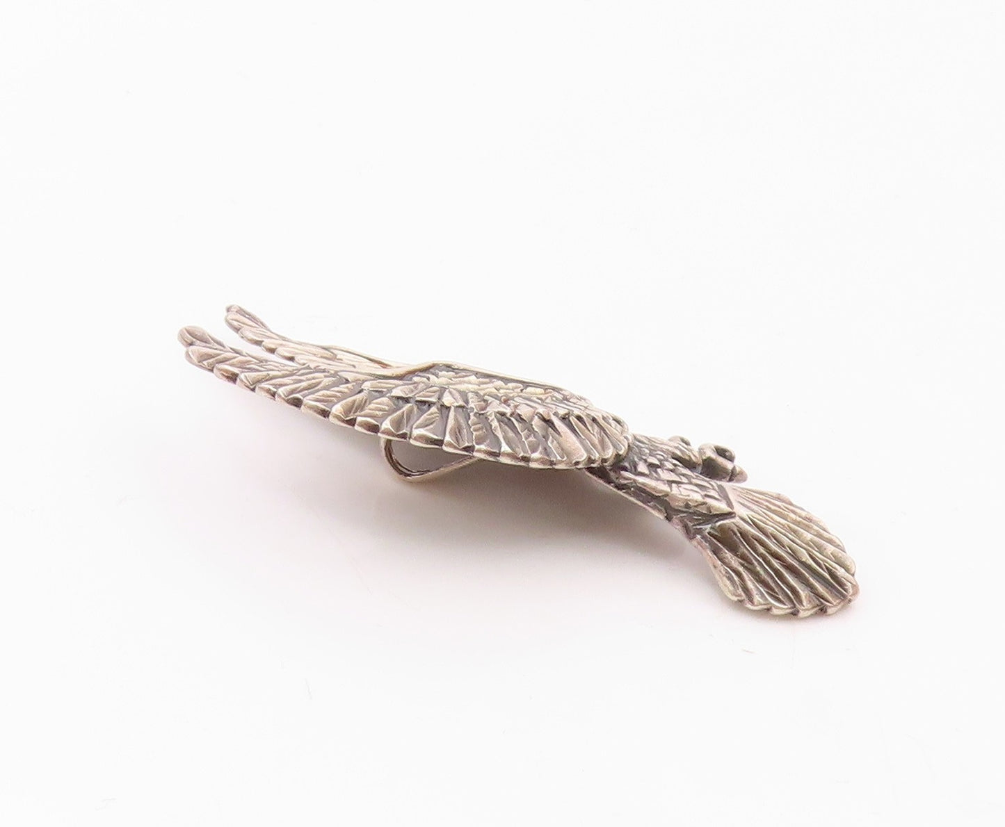 925 Sterling Silver  Vintage Shiny Diamond Cut Flying Eagle Pendant  PT19714