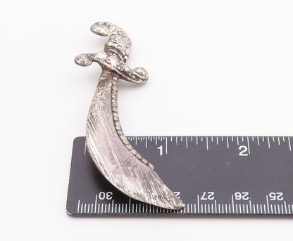 925 Sterling Silver  Vintage Shiny Rustic Dagger Motif Brooch Pin  BP3230