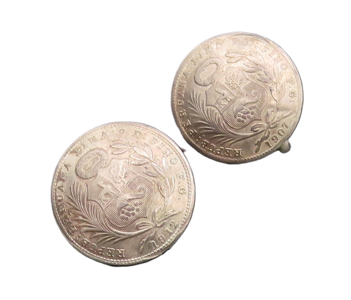925 Sterling Silver  Vintage Etched 1907 School Symbol Round Earrings  EG12737