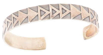 925 Sterling Silver Vintage Bracelet EAST EUROPE Antique Triangle Cuff  BT11092