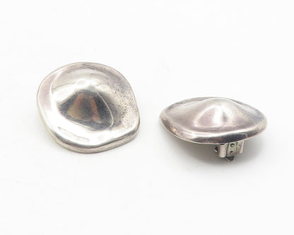 MEXICO 925 Sterling Silver  Vintage Smooth Hollow Non Pierce Earrings  EG6267