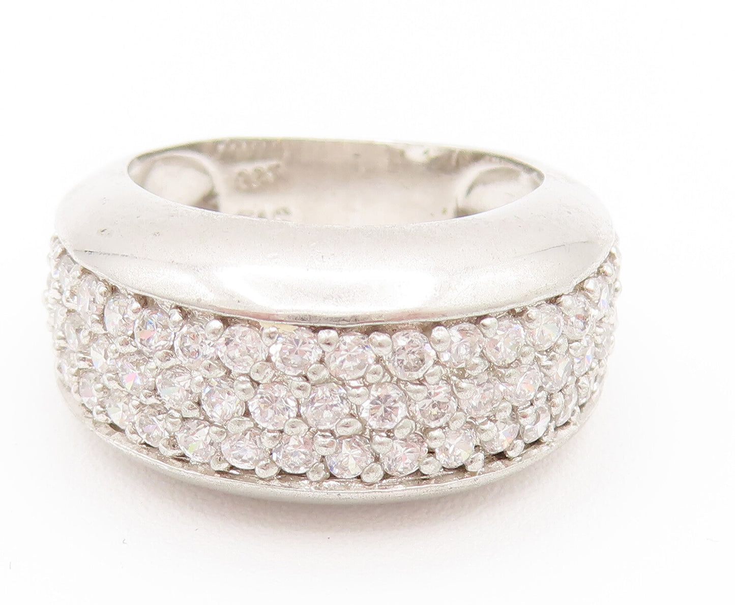 925 Silver  Vintage Dancing Cubic Zirconia Cluster Band Ring Sz 7  RG26137