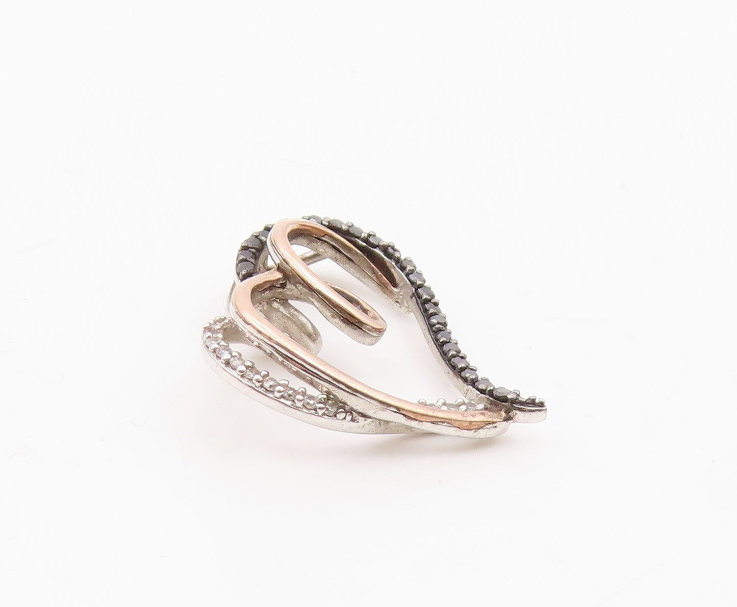 10K GOLD & 925 Silver   Vintage Genuine Diamonds Love Heart Pendant  PT20624