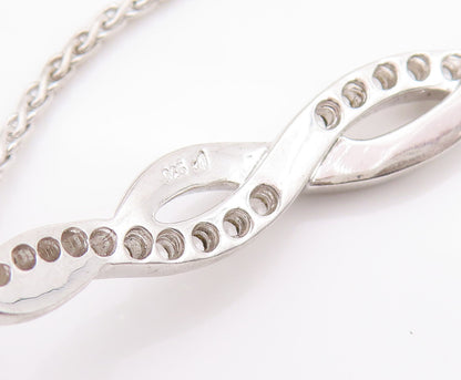 925 Sterling Silver Vintage Bracelet Topaz Beaded Infinity Bolo  BT10195