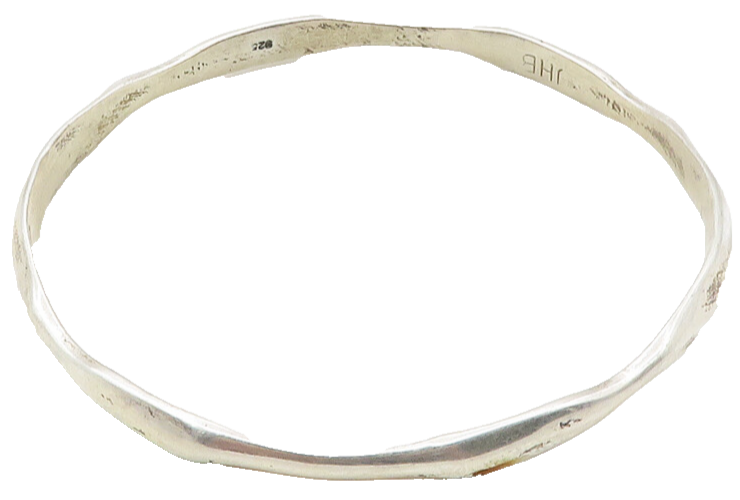JHB NAVAJO 925 Sterling Silver  Vintage Shiny Sculpted Bangle Bracelet  BT4372
