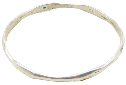 JHB NAVAJO 925 Sterling Silver  Vintage Shiny Sculpted Bangle Bracelet  BT4372
