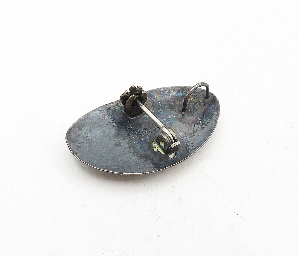 ISRAEL 925 Sterling Silver  Vintage Oxidized Woman Figure Brooch Pin  BP3393