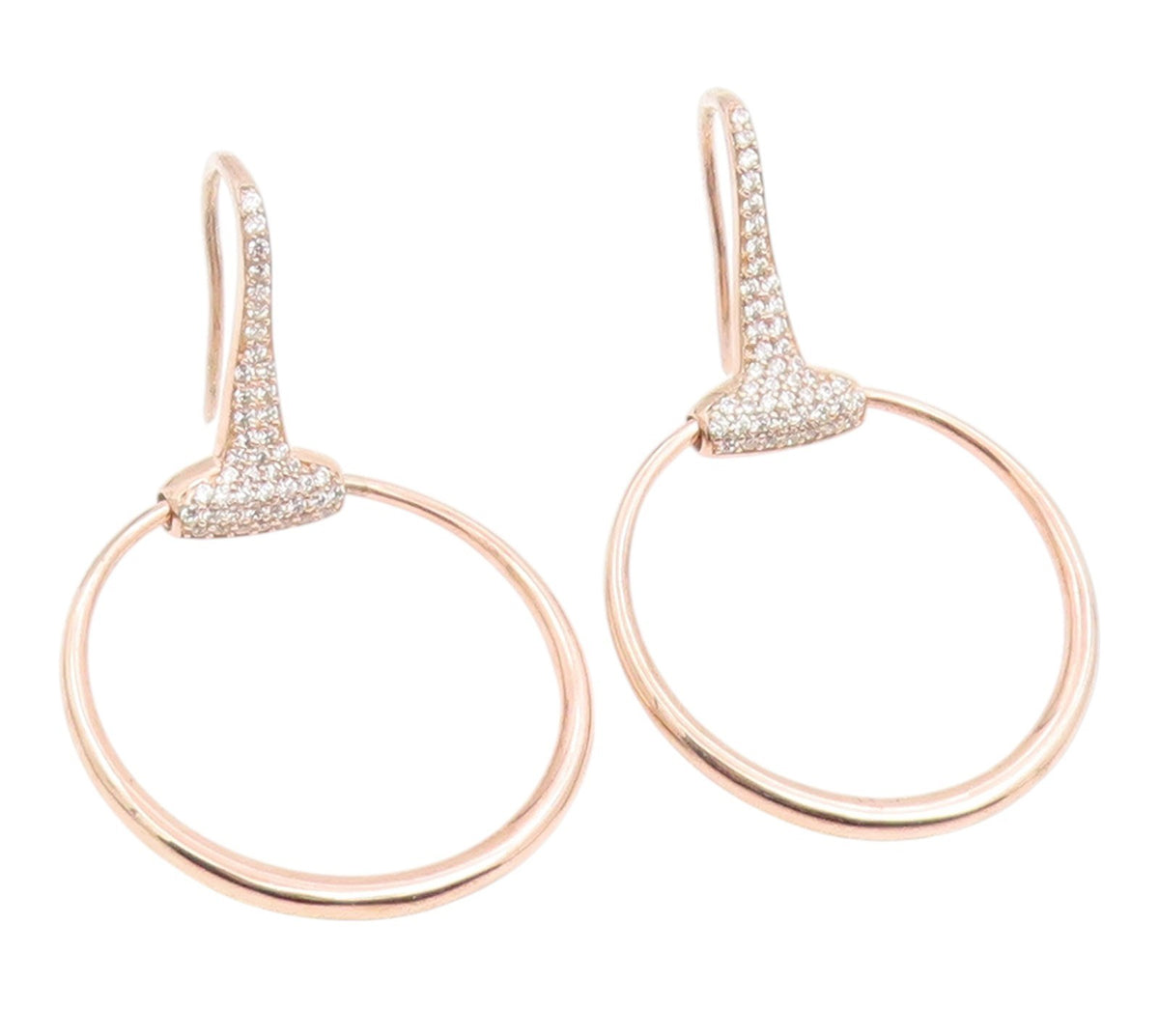 925 Sterling Silver Vintage Earrings Gold Plated CZ Classic Open Circle  EG14244