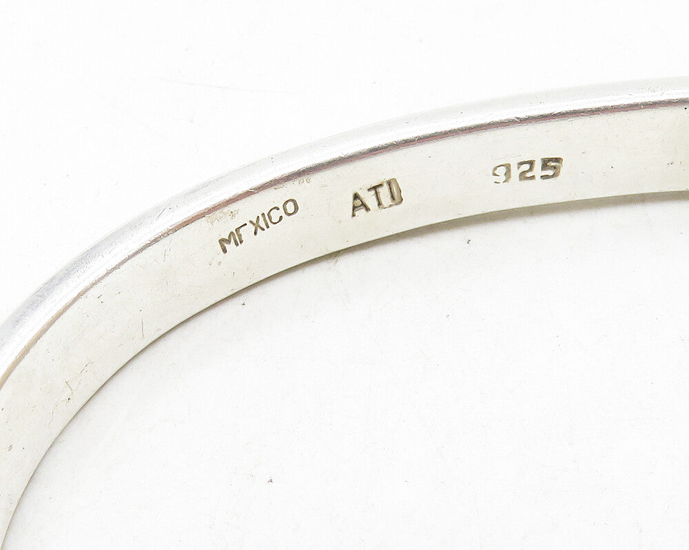 ATI MEXICO 925 Silver  Vintage Amethyst Screw Detail Cuff Bracelet  BT4471