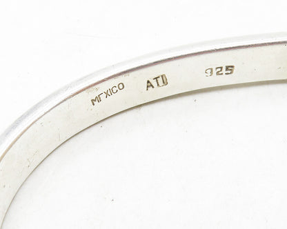 ATI MEXICO 925 Silver  Vintage Amethyst Screw Detail Cuff Bracelet  BT4471