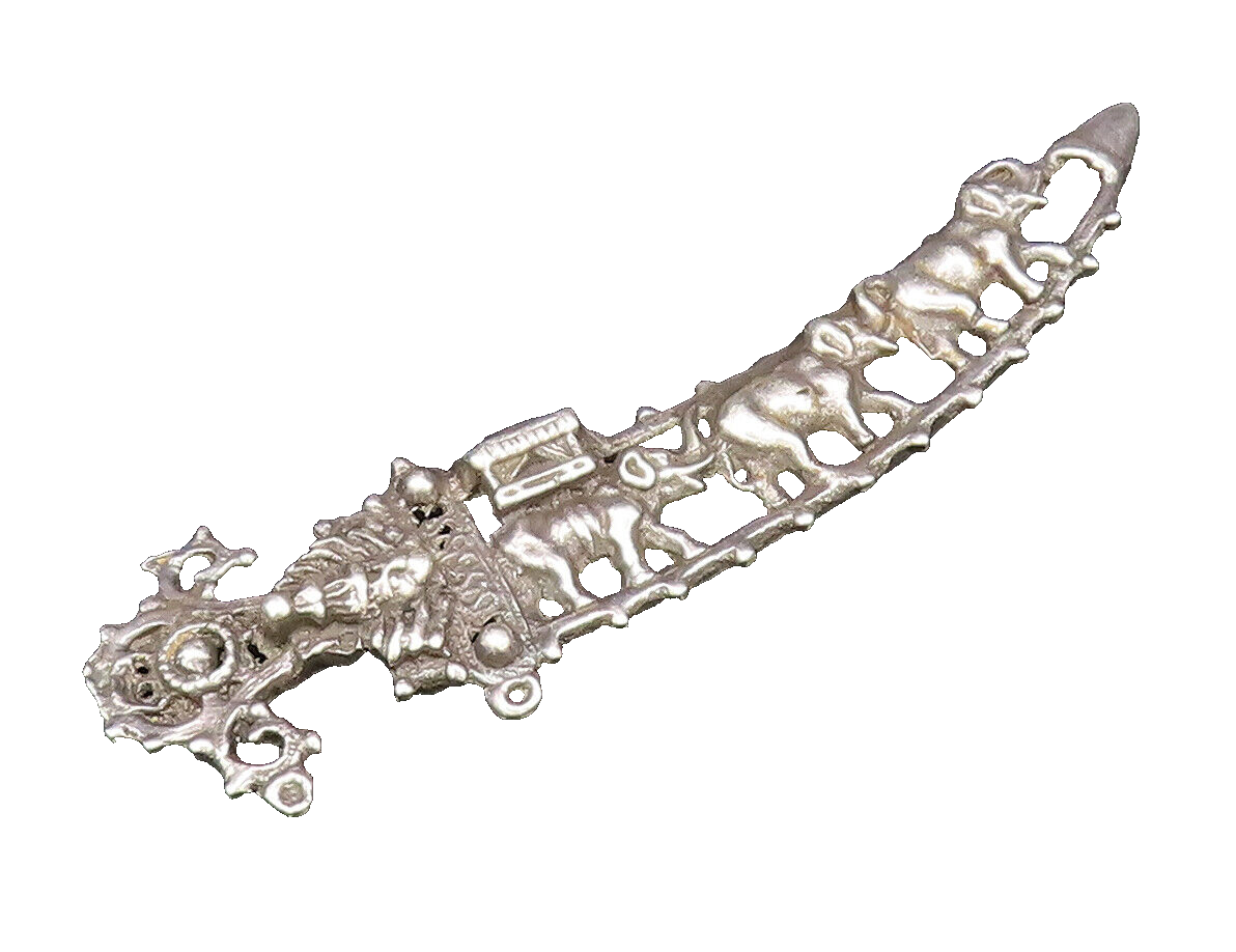925 Sterling Silver  Vintage Antique Elephant Cutout Sword Brooch Pin  BP9965