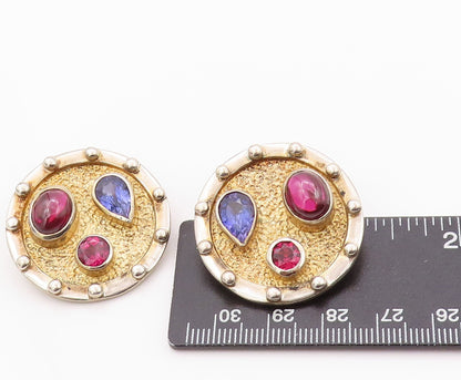 925 Sterling Silver Vintage Earrings Gold Plated Designer Gemstones  EG13489