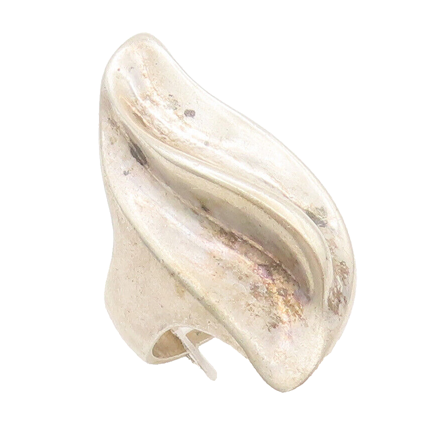 925 Sterling Silver Vintage Ring Solid Swirly Carved Broad Ring  Sz 7  RG27965