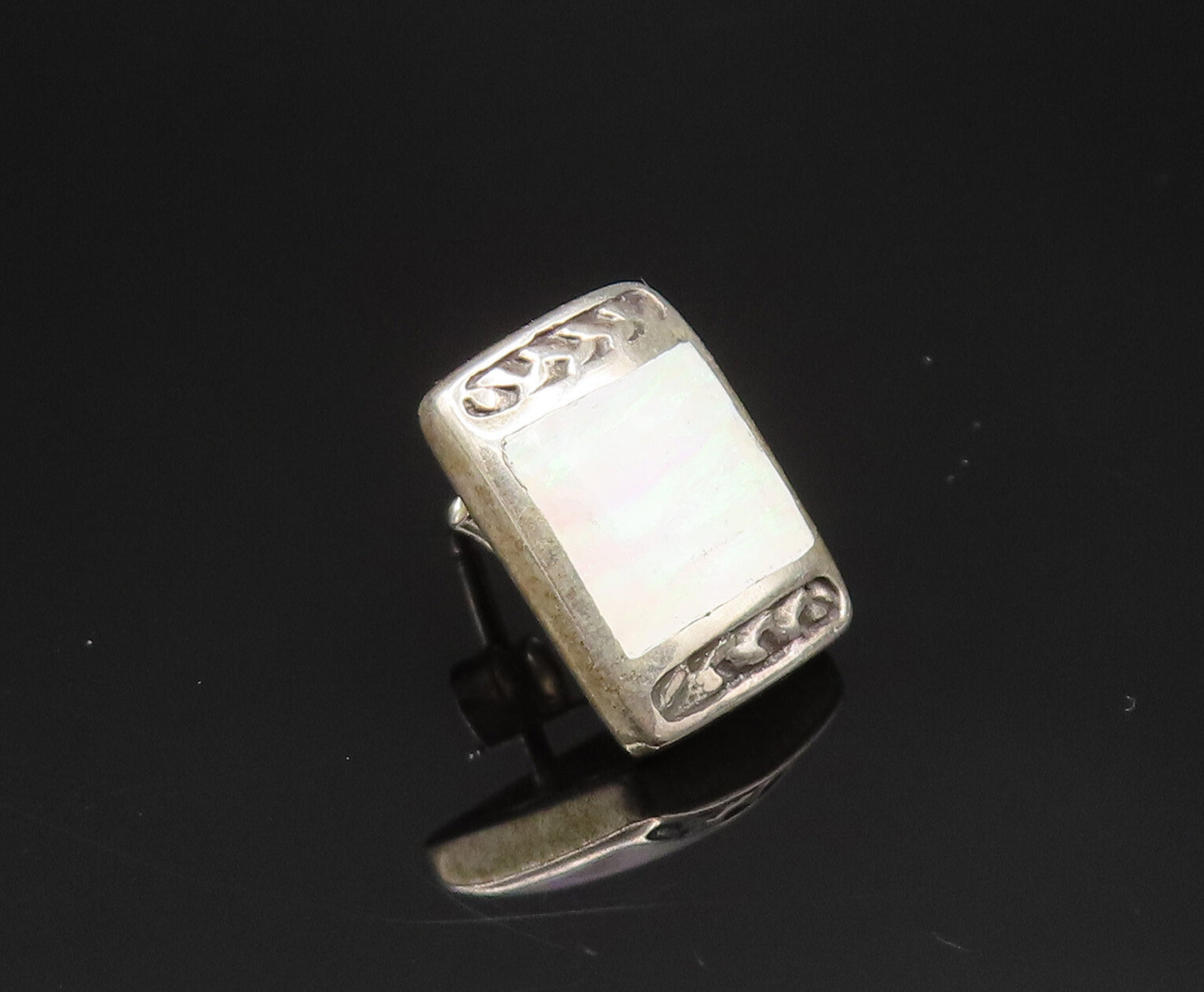 CAROL FELLEY 925 Silver  Vintage Square Fire Opal Stud Earrings  EG11815