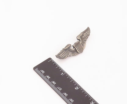 925 Silver  Vintage Antique US Military Stencil Cut Carved Brooch Pin  TR3499