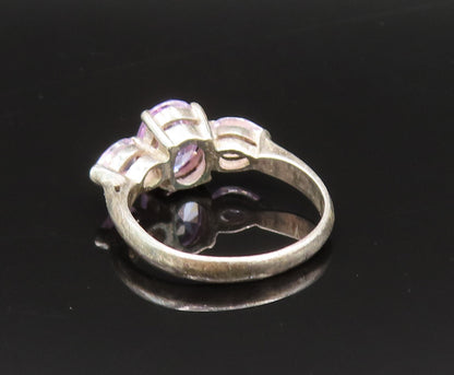 925 Sterling Silver  Vintage Dainty Purple Cubic Zirconia Ring Sz 6.5  RG25633