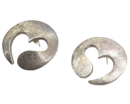 FCS TAXCO MEXICO 925 Silver  Vintage Dark Tone Love Heart Drop Earrings EG4509
