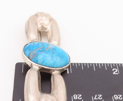 925 Sterling Silver Vintage Brooch Pin MEXICO Blue Turquoise Bow Shape  BP11011