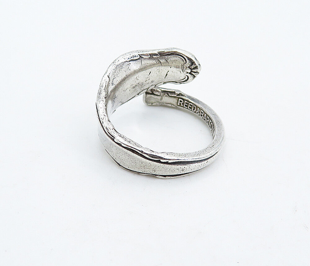 REED & BARTON 925 Sterling Silver Vintage Spoon Bypass Band Ring Sz 6.5  RG4842