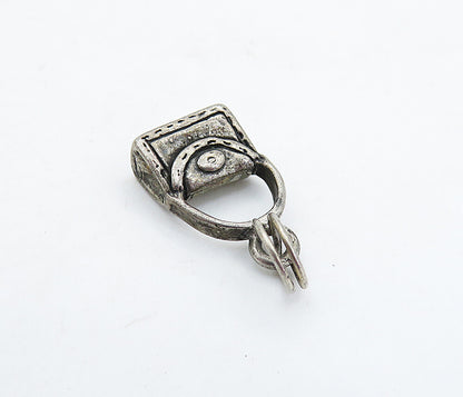 925 Sterling Silver  Vintage Petite Dark Tone Purse Handbag Pendant  PT3828