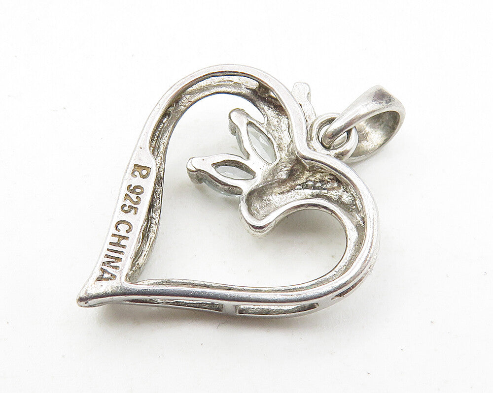 ROSS SIMON 925 Silver  Genuine Diamond & Topaz Love Heart Pendant  PT8120