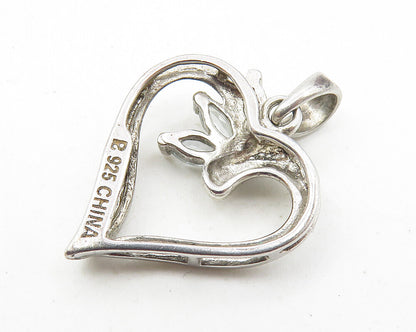 ROSS SIMON 925 Silver  Genuine Diamond & Topaz Love Heart Pendant  PT8120
