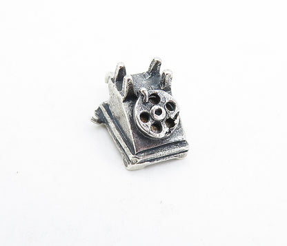 925 Sterling Silver  Vintage Petite Old Fashioned Telephone Pendant  PT4805