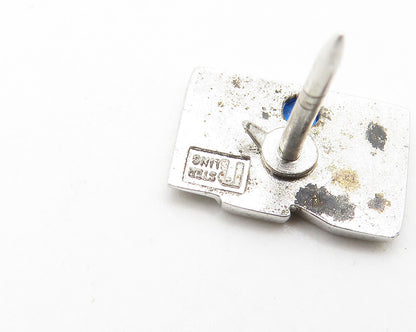 925 Sterling Silver  Vintage Petite Blue Topaz K Initial Lapel Pin  TR2329