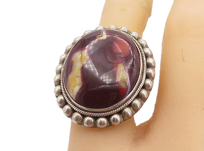 925 Sterling Silver  Cabochon Cut Jasper Twist Cocktail Ring Sz 7.5  RG8490