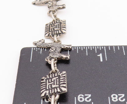 925 Sterling Silver Vintage Bracelet Antique Dark Tone Camel & Man Face  BT11309