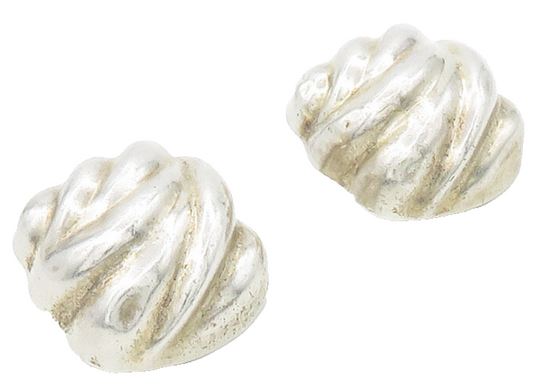 TIFFANY & CO. 925 Silver  Vintage Shiny Hollow Dome Drop Earrings  EG8163