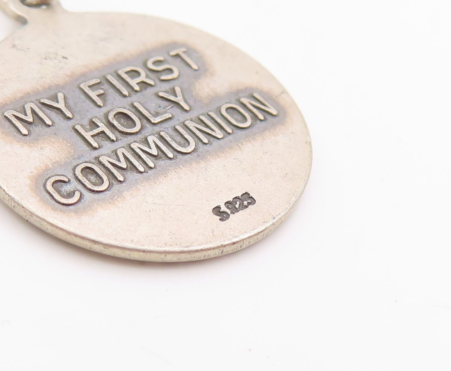 925 Sterling Silver Vintage Pendant Body Of Christ JHS Communion Medal  PT25117