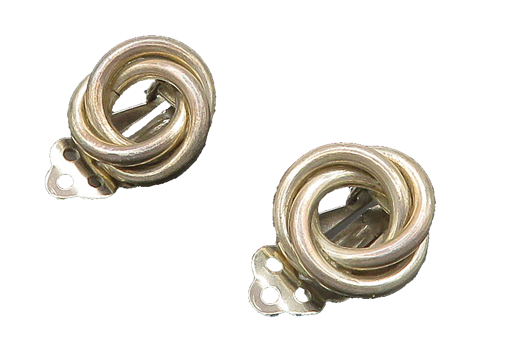 925 Sterling Silver  Vintage Shiny Circle Knot Non Pierce Earrings  EG8192