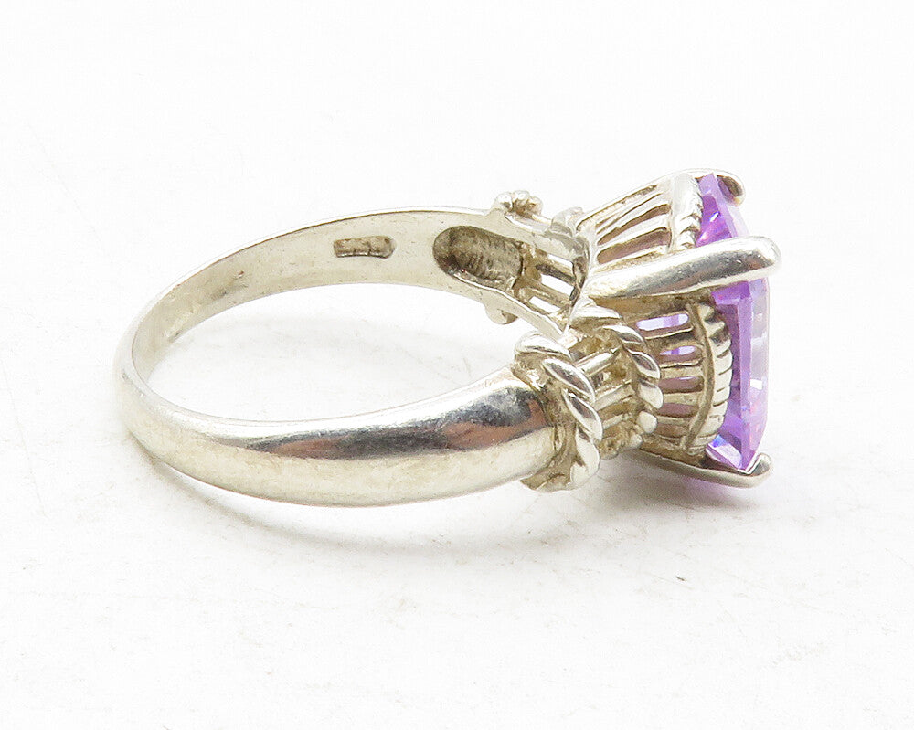 DAVID SIGAL 925 Silver  Vintage Cubic Zirconia Cocktail Ring Sz 10  RG12612