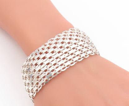925 Sterling Silver Vintage Bracelet Intricate Geometric Pattern Link  BT11924