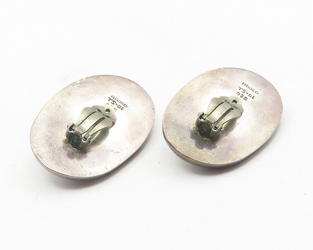 MEXICO 925 Sterling Silver  Vintage Floral Design Non Pierce Earrings  EG6121