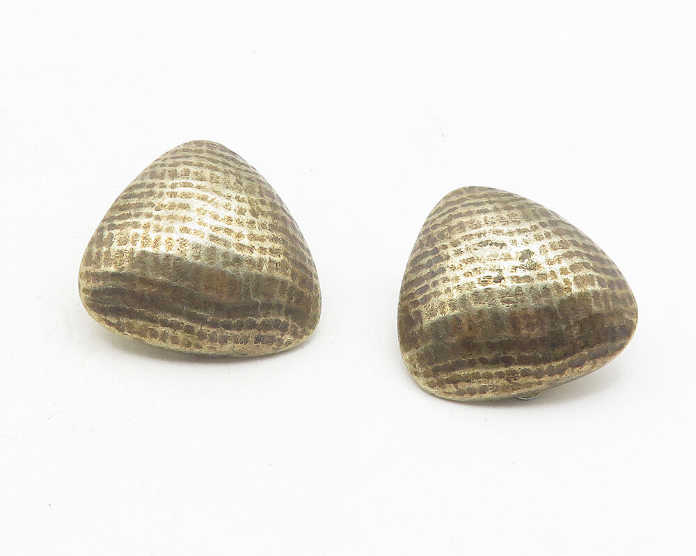 925 Sterling Silver  Vintage Hollow Triangle Dome Non Pierce Earrings  EG5970