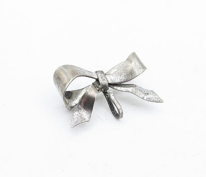 CARL ART 925 Silver  Vintage Dark Tone Bow Tied Ribbon Brooch Pin  BP2113