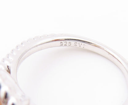 925 Sterling Silver Vintage Ring Round Citrine Halo Twisted Rope  Sz 6  RG32930