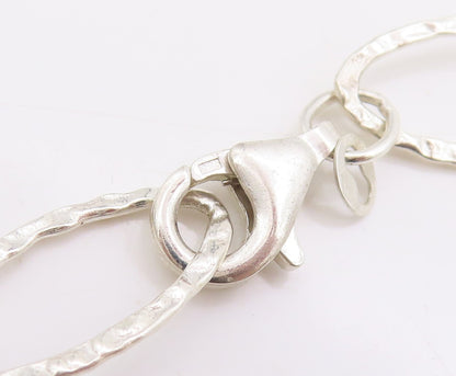 925 Sterling Silver Vintage Necklace Hammered Oval Linked Hoops Chain  NE4625